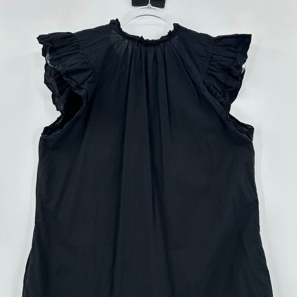 Stark X Dreamy Ruffle Dress XS Black Cotton Mini Shift Flutter Sleeve Peasant - Picture 11 of 12